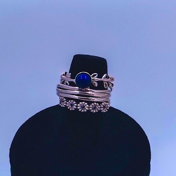 14K White Gold Genuine 5mm Lapis Lazuli - Picture 3 of 5